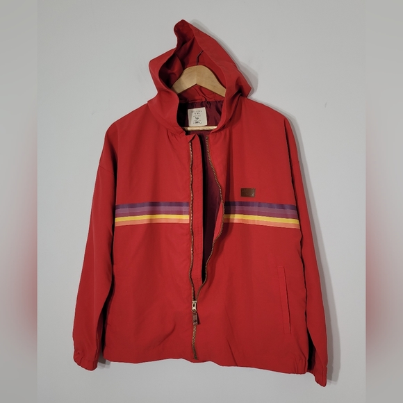 L&P Apparel Lightweight Red Rainbow Stripes Zipper Front Pockets Hoodie Small - Picture 9 of 13